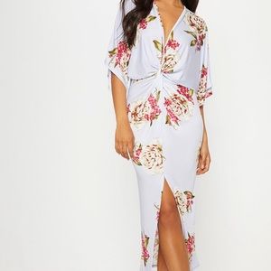 prettylittlething blue flower dress